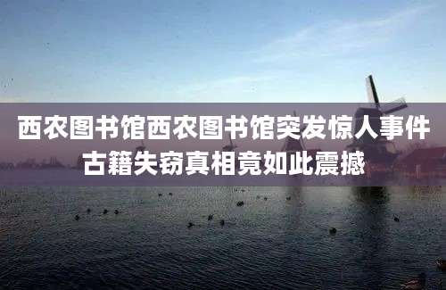 西农图书馆西农图书馆突发惊人事件古籍失窃真相竟如此震撼