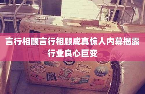 言行相顾言行相顾成真惊人内幕揭露行业良心巨变
