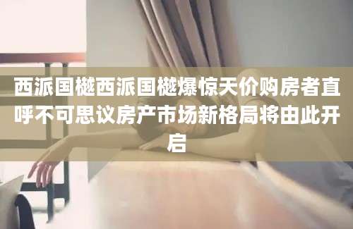 西派国樾西派国樾爆惊天价购房者直呼不可思议房产市场新格局将由此开启