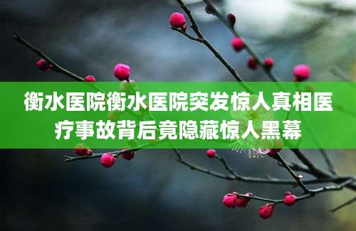 衡水医院衡水医院突发惊人真相医疗事故背后竟隐藏惊人黑幕