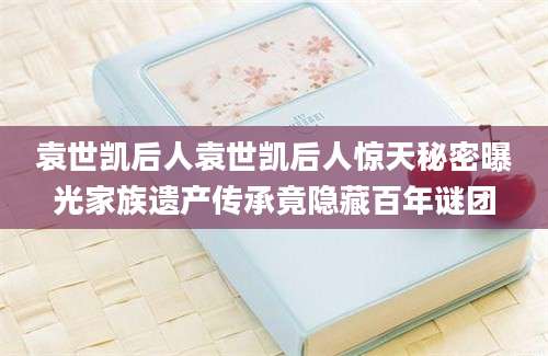 袁世凯后人袁世凯后人惊天秘密曝光家族遗产传承竟隐藏百年谜团