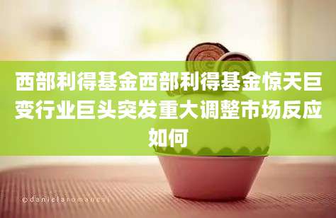西部利得基金西部利得基金惊天巨变行业巨头突发重大调整市场反应如何