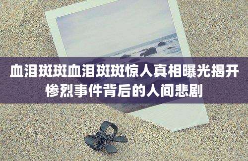 血泪斑斑血泪斑斑惊人真相曝光揭开惨烈事件背后的人间悲剧