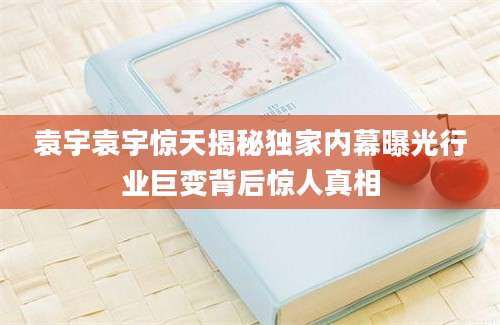袁宇袁宇惊天揭秘独家内幕曝光行业巨变背后惊人真相