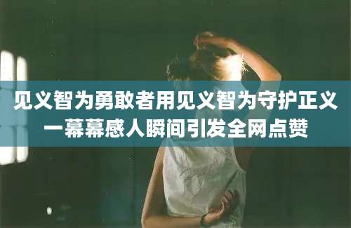 见义智为勇敢者用见义智为守护正义一幕幕感人瞬间引发全网点赞