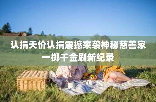认捐天价认捐震撼来袭神秘慈善家一掷千金刷新纪录