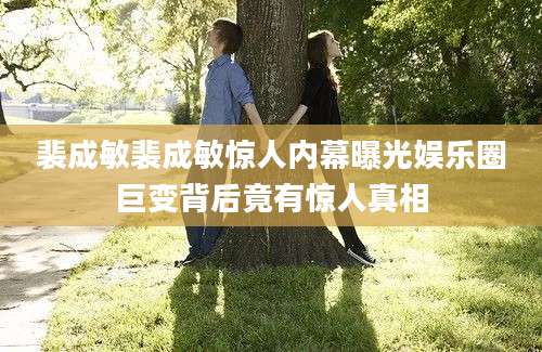 裴成敏裴成敏惊人内幕曝光娱乐圈巨变背后竟有惊人真相