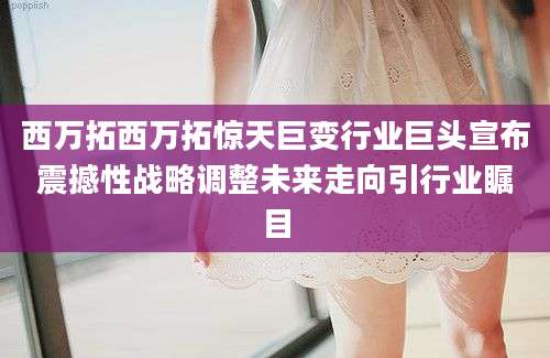 西万拓西万拓惊天巨变行业巨头宣布震撼性战略调整未来走向引行业瞩目