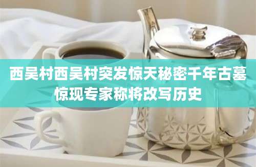 西吴村西吴村突发惊天秘密千年古墓惊现专家称将改写历史