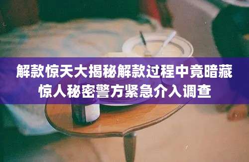 解款惊天大揭秘解款过程中竟暗藏惊人秘密警方紧急介入调查