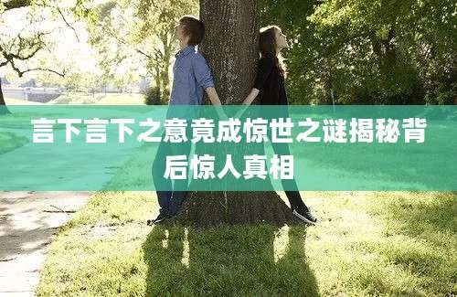 言下言下之意竟成惊世之谜揭秘背后惊人真相