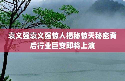 袁义强袁义强惊人揭秘惊天秘密背后行业巨变即将上演